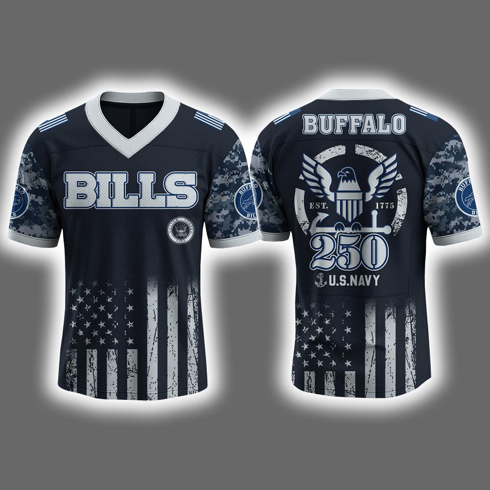 2025 Bills US NAVY 250th Birthday Celebration Football Jersey 2025 Bills US NAVY 250th Birthday Celebration Football Jersey