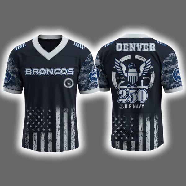 2025 Broncos US NAVY 250th Birthday Celebration Football Jersey