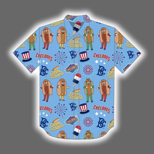 2025 Brooklyn Cyclones Hot Dog Hawaiian Shirt Giveaway