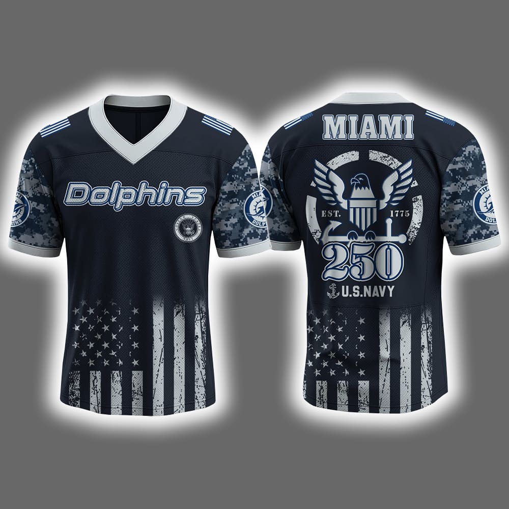 2025 Dolphins US NAVY 250th Birthday Celebration Football Jersey 2025 Dolphins US NAVY 250th Birthday Celebration Football Jersey