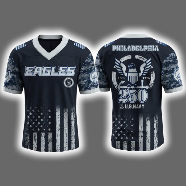 2025 Eagles US NAVY 250th Birthday Celebration Football Jersey