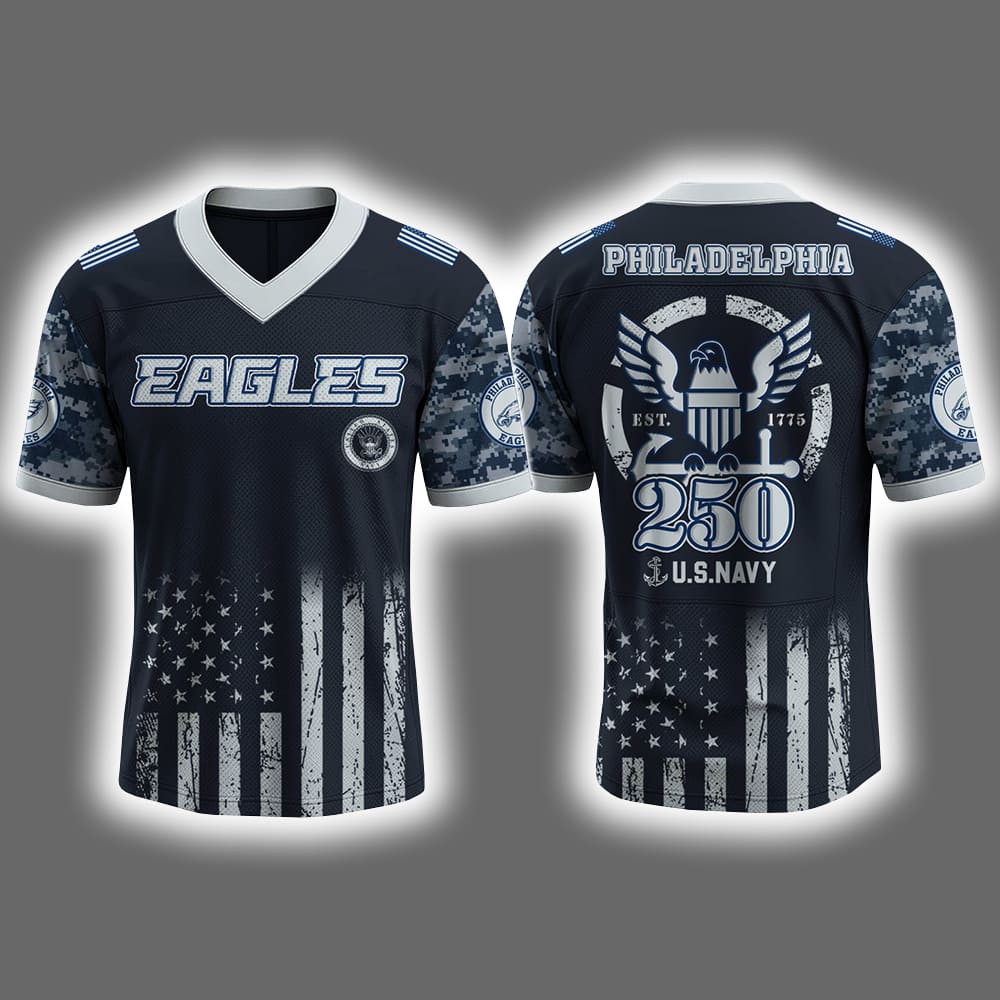 2025 Eagles US NAVY 250th Birthday Celebration Football Jersey 2025 Eagles US NAVY 250th Birthday Celebration Football Jersey
