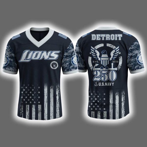 2025 Lions US NAVY 250th Birthday Celebration Football Jersey