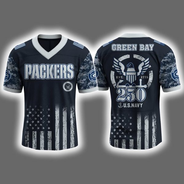 2025 Packers US NAVY 250th Birthday Celebration Football Jersey