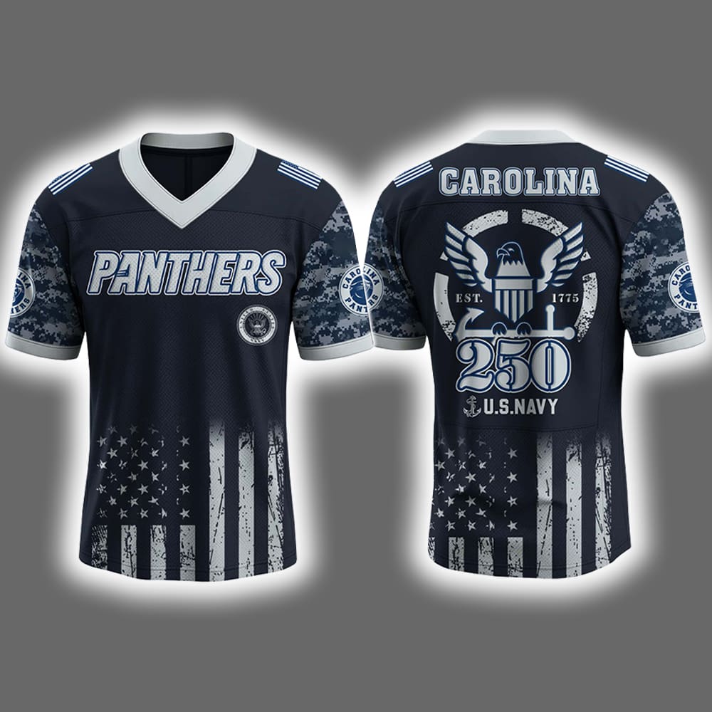 2025 Panthers US NAVY 250th Birthday Celebration Football Jersey 2025 Panthers US NAVY 250th Birthday Celebration Football Jersey