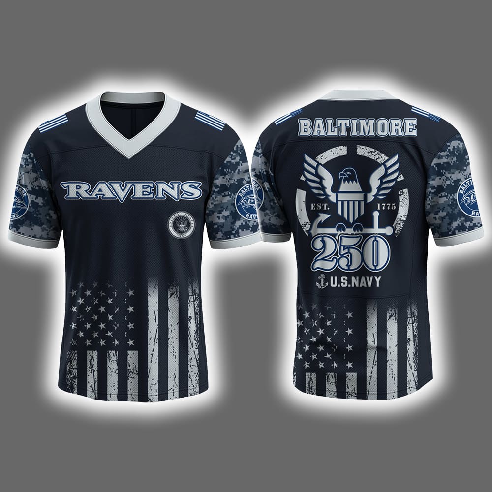2025 Ravens US NAVY 250th Birthday Celebration Football Jersey 2025 Ravens US NAVY 250th Birthday Celebration Football Jersey