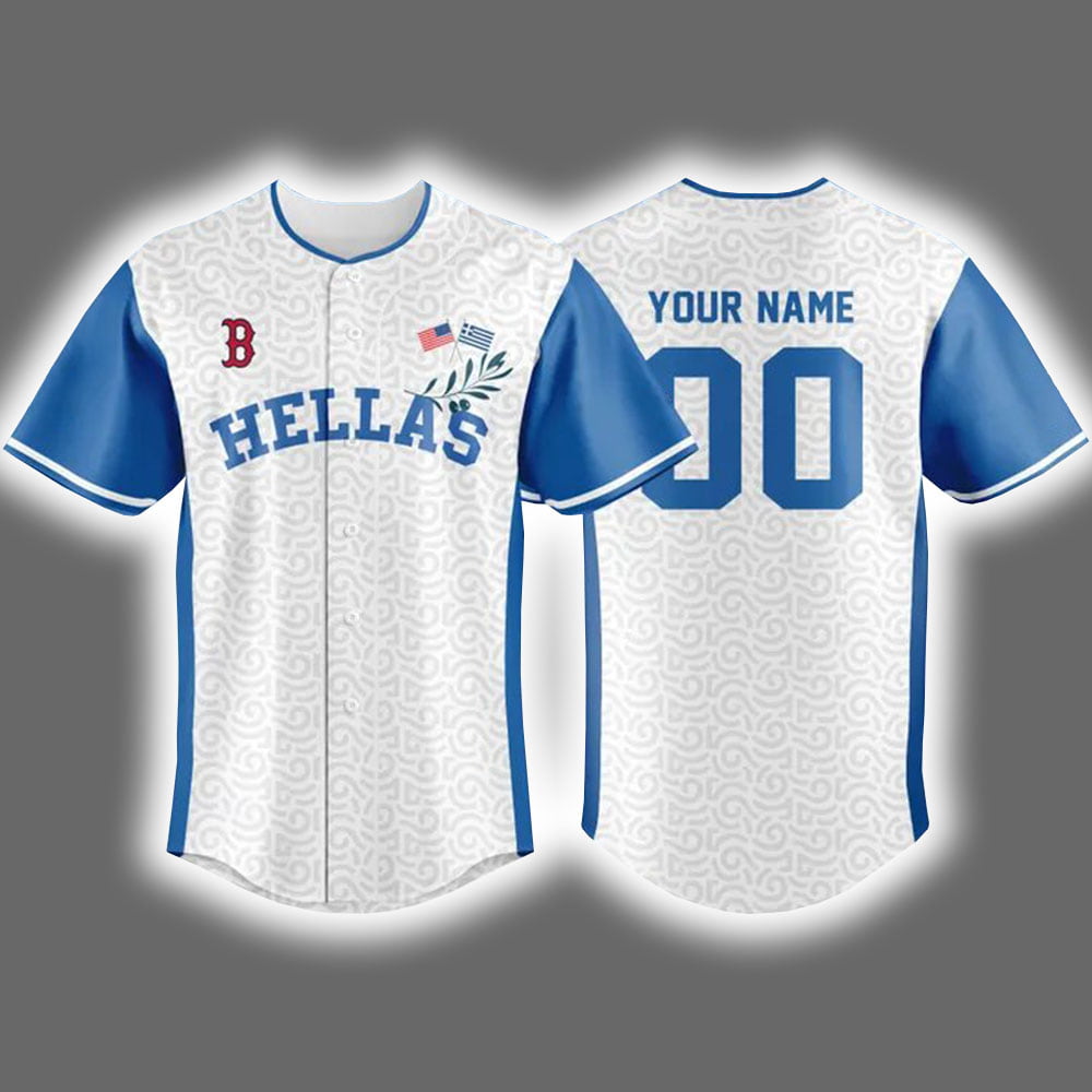 2025 Red Sox Greek American Celebration Baseball Jersey 2025 Red Sox Greek American Celebration Baseball Jersey