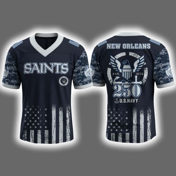 2025 Saints US NAVY 250th Birthday Celebration Football Jersey