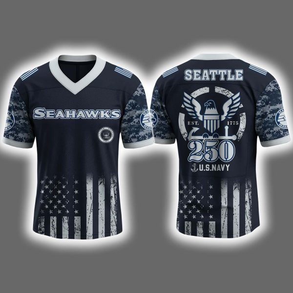 2025 Seahawks US NAVY 250th Birthday Celebration Football Jersey