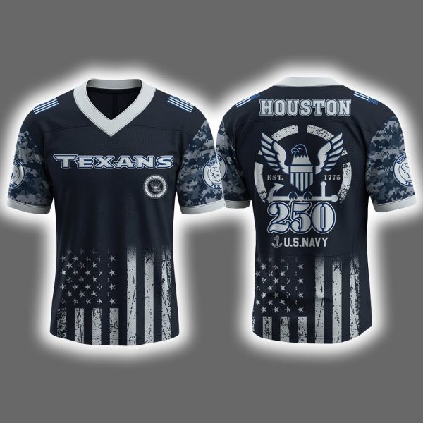2025 Texans US NAVY 250th Birthday Celebration Football Jersey