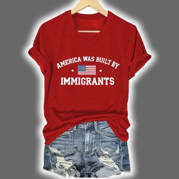 American Was Built By Immigrants Printed Casual Shirt