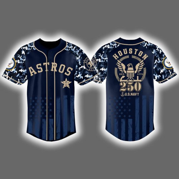 Astros 2025 US Navy 250th Birthday Military Jersey