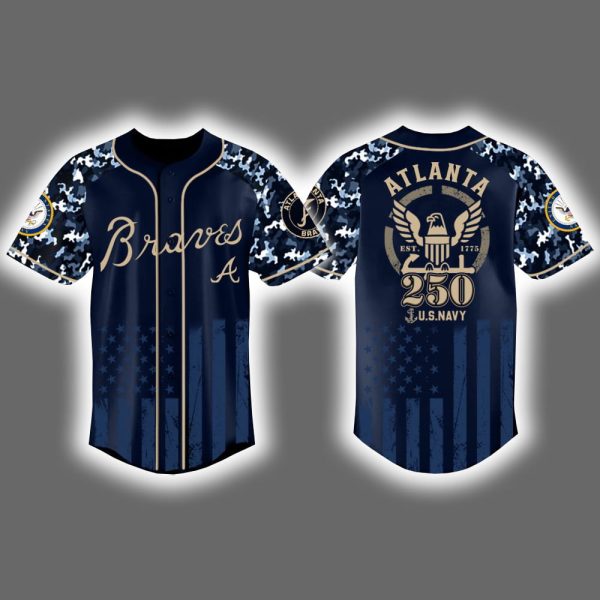 Braves 2025 US Navy 250th Birthday Military Jersey
