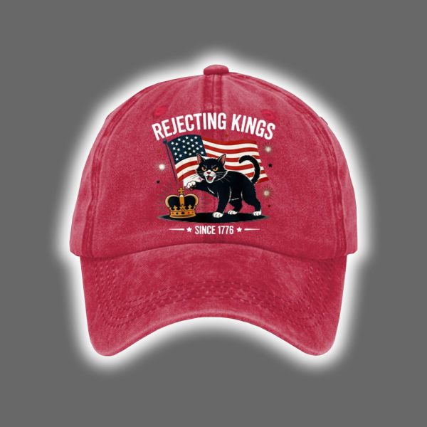 Cat No King Rejecting Kings Since 1776 Baseball Cap