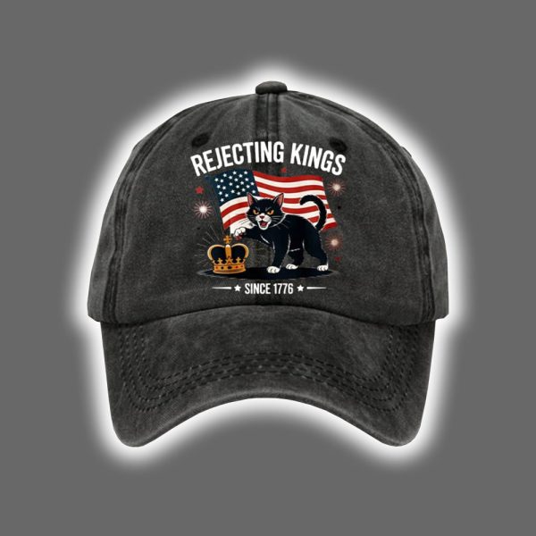 Cat No King Rejecting Kings Since 1776 Baseball Cap 2