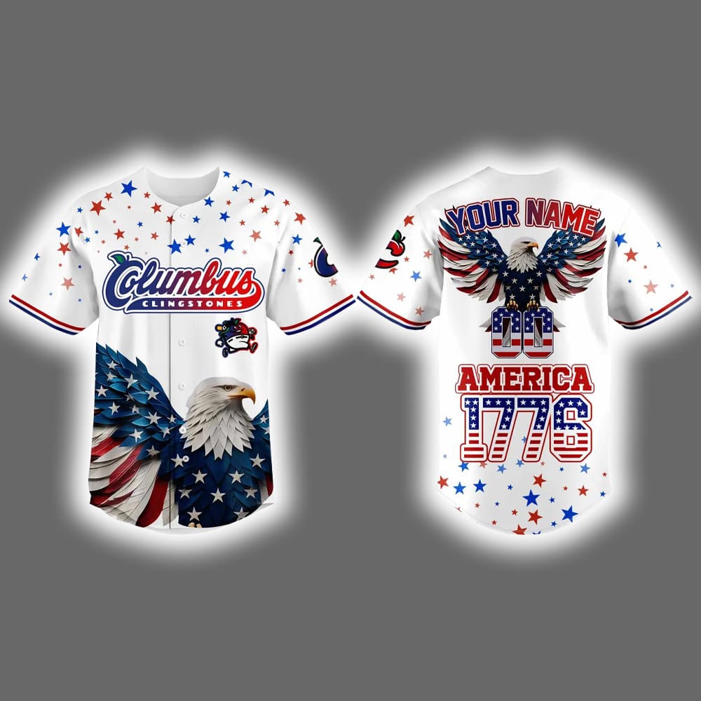 Clingstones 2025 4th of July USA Baseball Jersey Clingstones 2025 4th of July USA Baseball Jersey