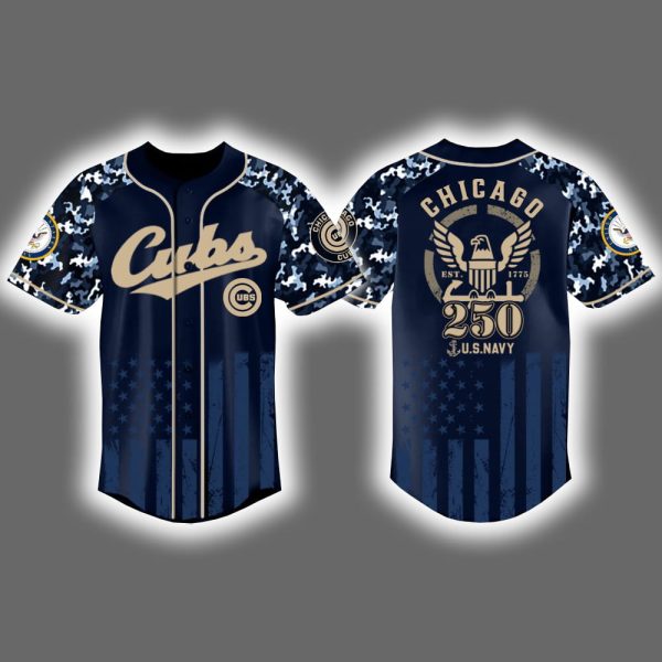Cubs 2025 US Navy 250th Birthday Military Jersey