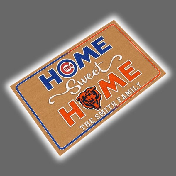 Cubs x Bears Home Sweet Home Personalized Doormat 2