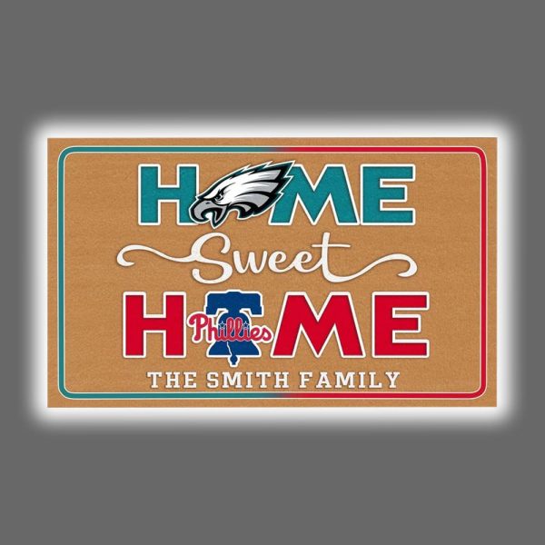 Eagles x Phillies Home Sweet Home Personalized Doormat 1