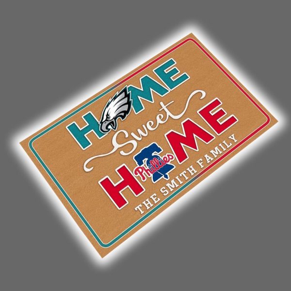 Eagles x Phillies Home Sweet Home Personalized Doormat 2
