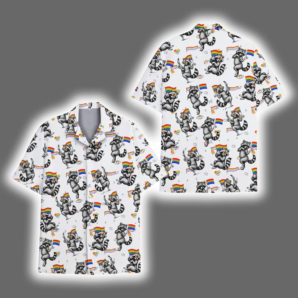 Funny Raccoon Pride LGBTQ Hawaiian Shirt Funny Raccoon Pride LGBTQ Hawaiian Shirt