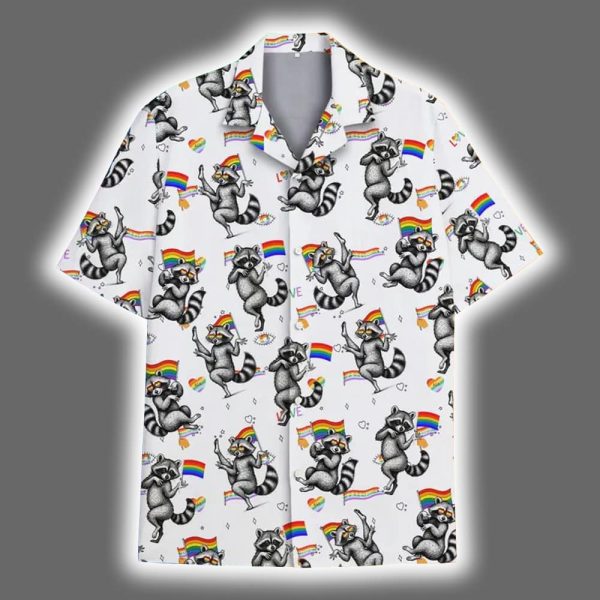 Funny Raccoon Pride LGBTQ Hawaiian Shirt 2