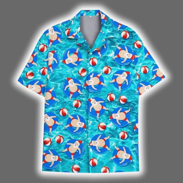 Funny Santa Pool Hawaiian Shirt 2