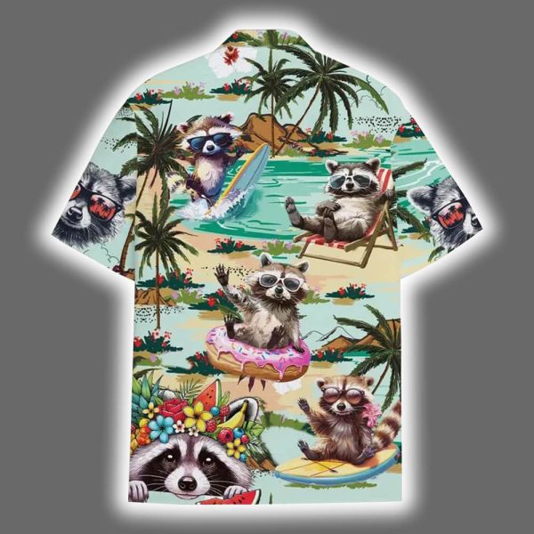 Funny Summer Beach Donut Raccoon Hawaiian Shirt 3