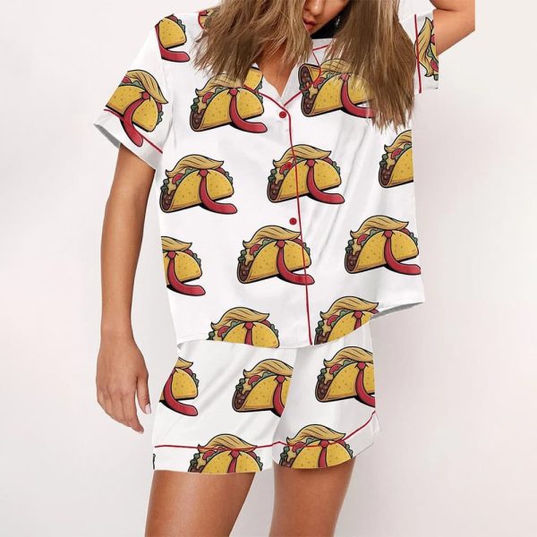 Funny TACO He Always Chickens Out Political Humor Satin Pajama Set