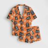 Ghoulish Graveyard Halloween Satin Pajama Set
