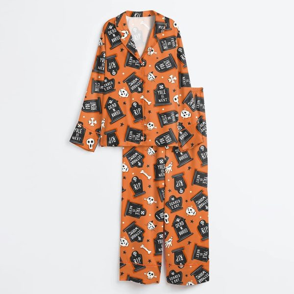 Ghoulish Graveyard Halloween Satin Pajama Set 3