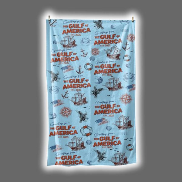 Greeting From The Gulf Of America Patriotic Beach Towel Summer
