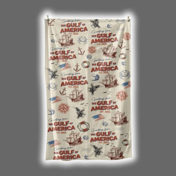 Greeting From The Gulf Of America Patriotic Beach Towel Summer 2