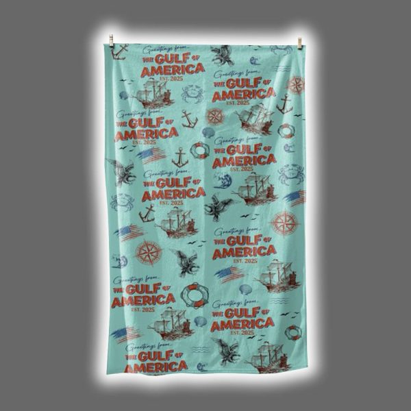 Greeting From The Gulf Of America Patriotic Beach Towel Summer 3