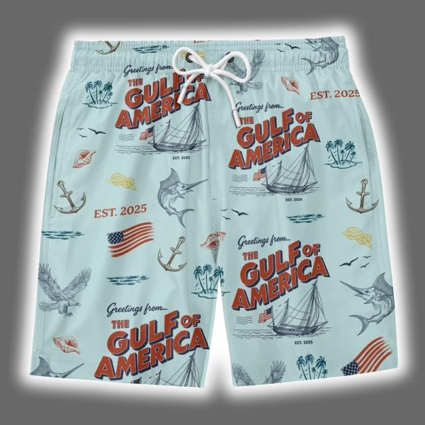 Greetings From The Gulf Of America Est 2025 Tropical Hawaiian Shorts