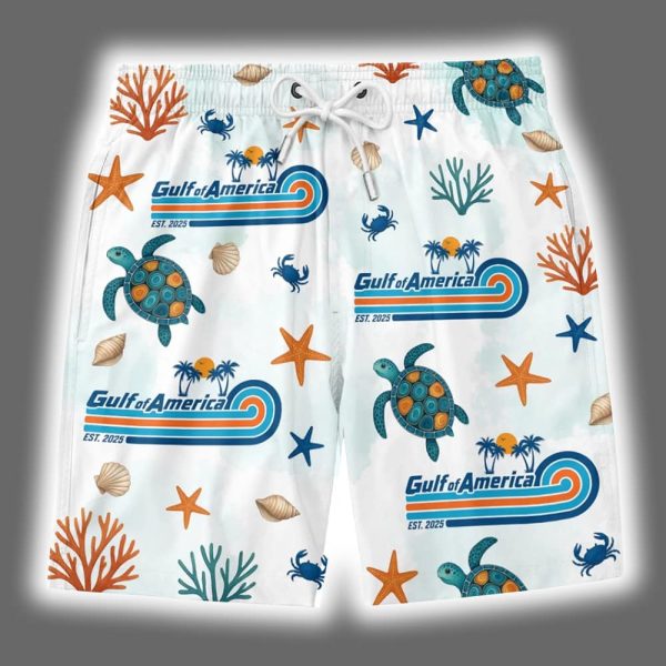 Gulf Of America Est 2025 Tropical Aloha Hawaiian Shorts