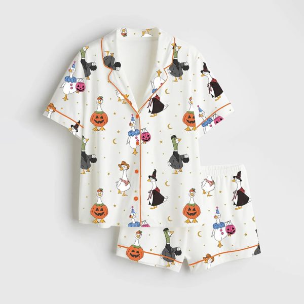 Halloween Goose Short Sleeve Satin Pajama Set