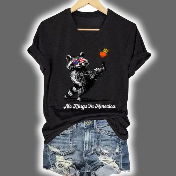 Independence Day FDT NO KINGS IN AMERICA Printed Casual T Shirt 2