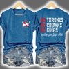 Independence Day FDT NO THRONES NO CROWNS NO KINGS Printed V Neck T Shirt 2