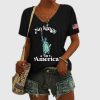 Independence Day Statue of Liberty FDT NO KINGS IN AMERICA Printed Shirt 2