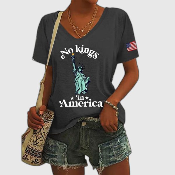 Independence Day Statue of Liberty FDT NO KINGS IN AMERICA Printed Shirt 5