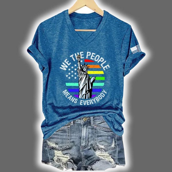 LGBT FDT We The People Means Everybody Printed V Neck T Shirt 4