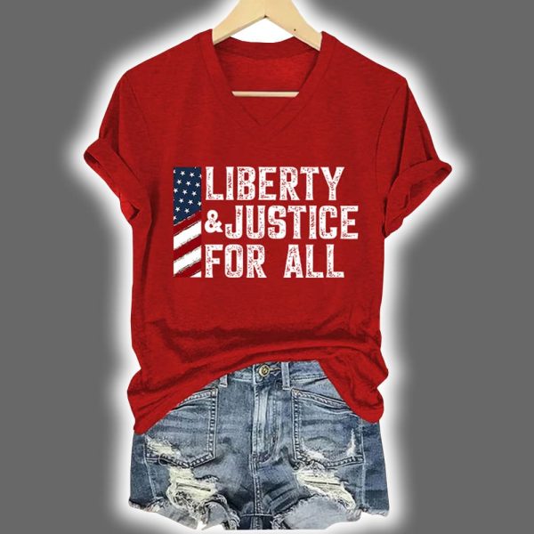 Liberty And Justice For All Print T-Shirt