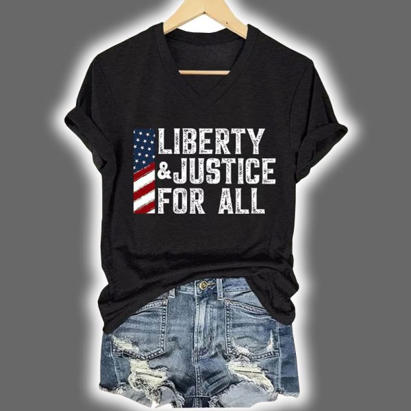 Liberty And Justice For All Print T Shirt 2