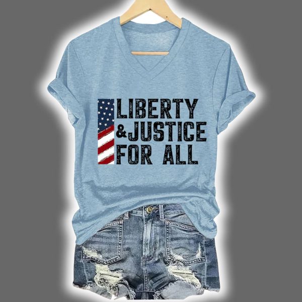 Liberty And Justice For All Print T Shirt 4
