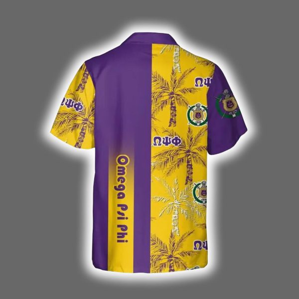 Omega Psi Phi Palm Tree Hawaiian Shirt 3