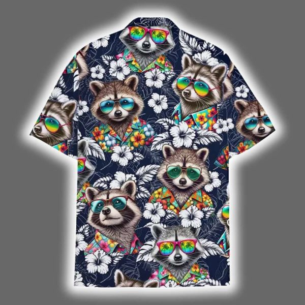Raccoon Hibiscus Tropical Floral Hawaiian Shirt 3