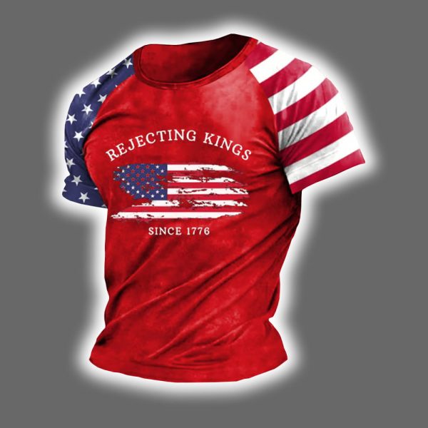 Rejecting Kings Since 1776 Print Short Sleeve T Shirt 2
