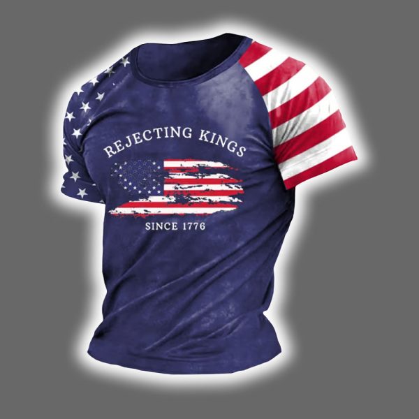 Rejecting Kings Since 1776 Print Short Sleeve T Shirt 4