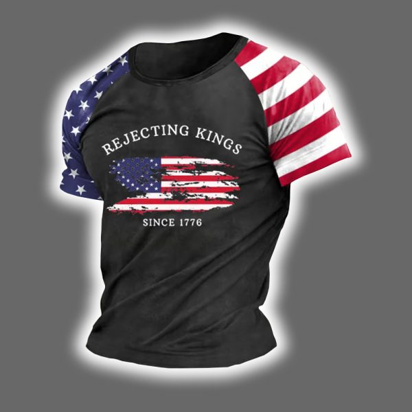 Rejecting Kings Since 1776 Print Short Sleeve T Shirt 5